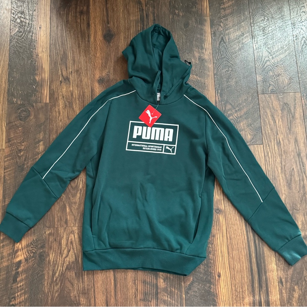 PUMA NWT Men’s Size S Hoodie- Dark Myrtle / Rich Green